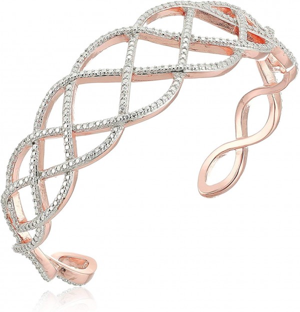 14K Rose Gold Plated .925 Sterling Silver Pavé-Setting-Diamond-Accent