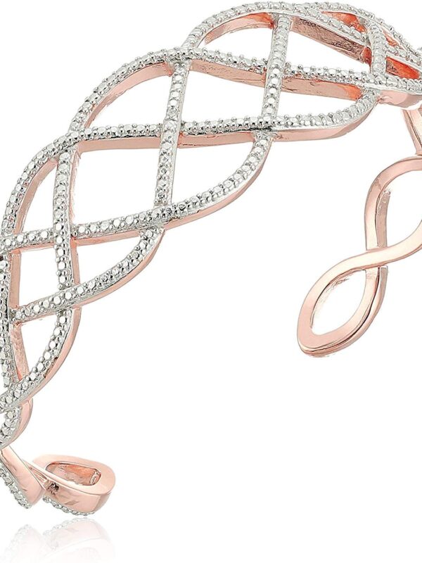 14K Rose Gold Plated .925 Sterling Silver Pavé-Setting-Diamond-Accent