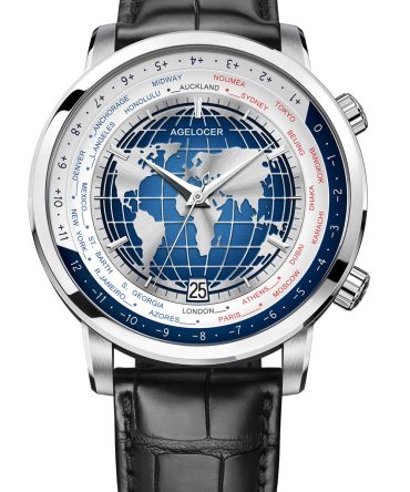 Agelocer Men's Genuine Diamond Dial Blue World time Watch