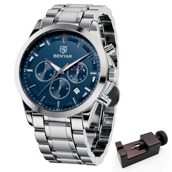 BENYAR -Wrist Watch for Men, Stainless Steel Strap Watches