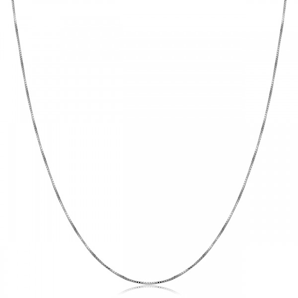 10k White Gold Venetian Box Chain Necklace