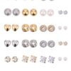 BBTO 24 Pairs Stud Earrings Crystal Pearl Earring Set