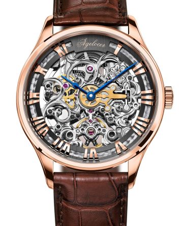 Agelocer Men's Top Brand Mechanical Hand-Winding Skeleton Watch