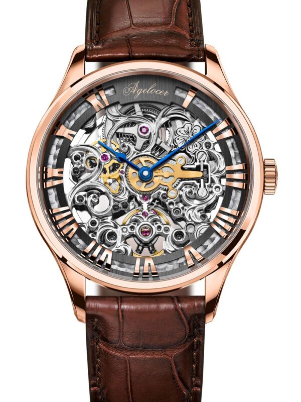 Agelocer Men's Top Brand Mechanical Hand-Winding Skeleton Watch