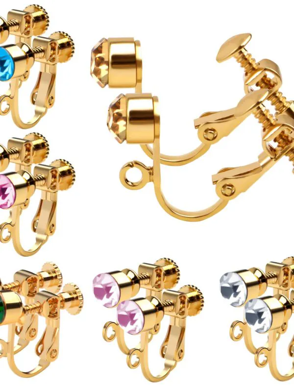 12pcs Imitation Crystal Clip-on Earring Converters Earring
