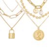 Dainty Layered Choker Necklaces Handmade Lock Heart Pendant