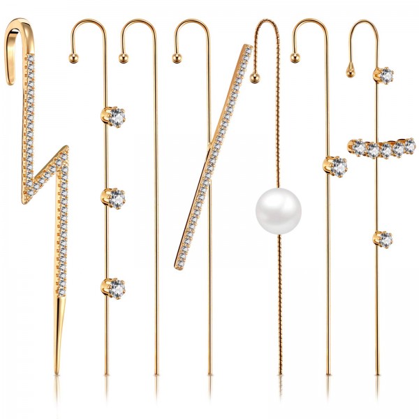 7 Pieces Ear Cuff Wrap Crawler Hook Earrings
