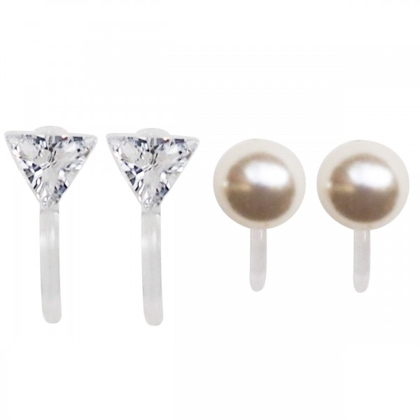 2 Pairs Invisible Clip on Earrings for Women
