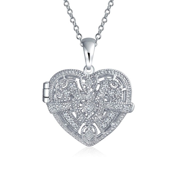 Vintage Style Filigree CZ Heart Shape Aromatherapy