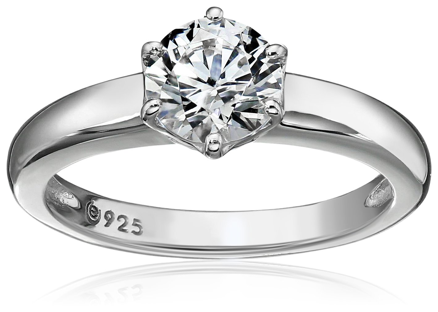 Amazon Collection Platinum-Plated Sterling Silver Solitaire Ring set