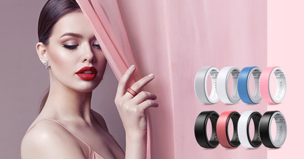 CHICMODA Silicone Rings Women Mens,8 Colorful Silicone Rings