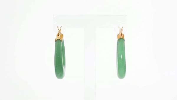 14kt Yellow Gold Ross-Simons Jade Hoop Earrings