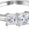 Platinum Plated Sterling Silver Princess Engagement