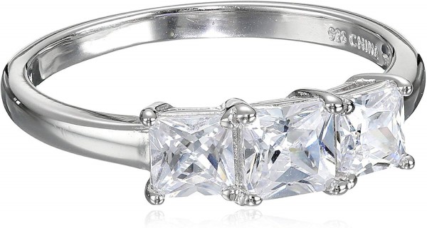 Platinum Plated Sterling Silver Princess Engagement