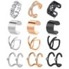 Non Piercing Ear Hoop Earrings Stainless Steel Clip On Sparkling