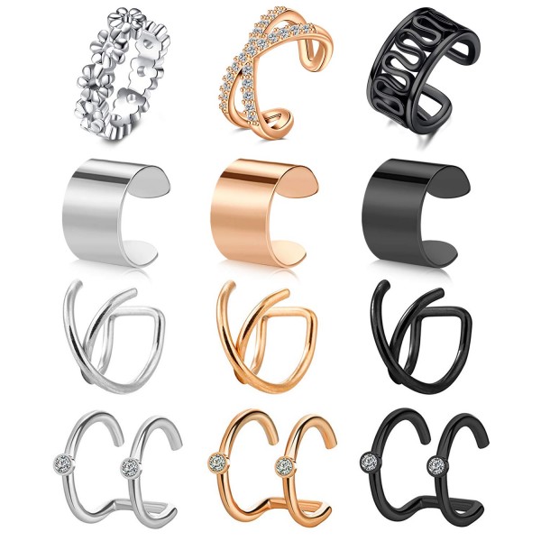 Non Piercing Ear Hoop Earrings Stainless Steel Clip On Sparkling