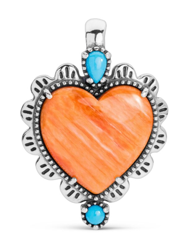 American West - Earth Spirit Sterling Multicolored Heart Pendant