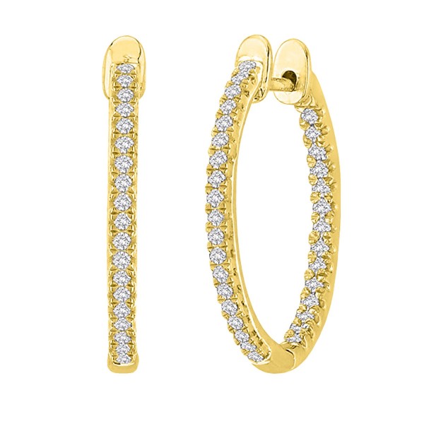 3 Carat t.w. Oval Inside Outside Diamond Hoop Earrings