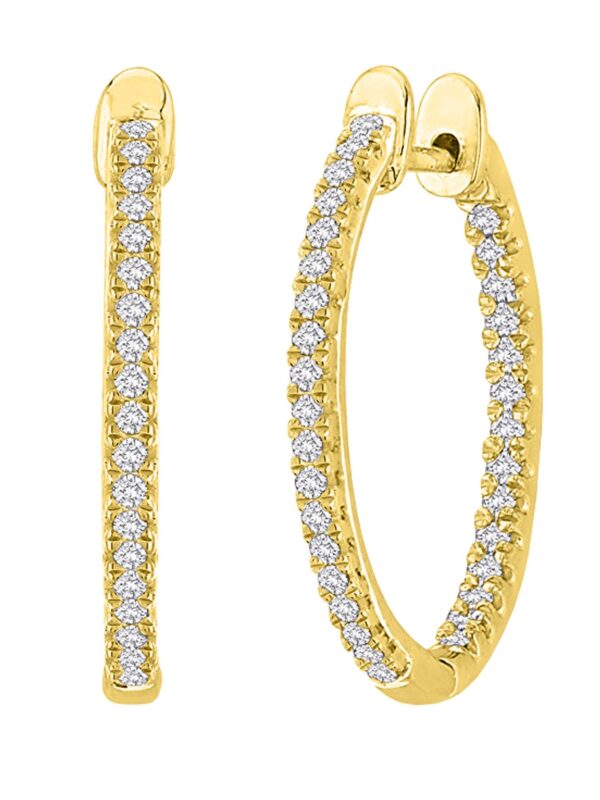 3 Carat t.w. Oval Inside Outside Diamond Hoop Earrings