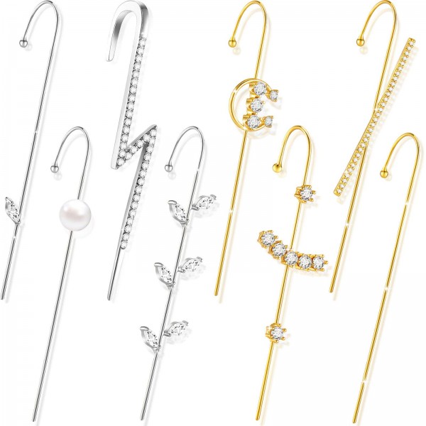 8 Pieces Ear Cuff Wrap Crawler Hook Earrings