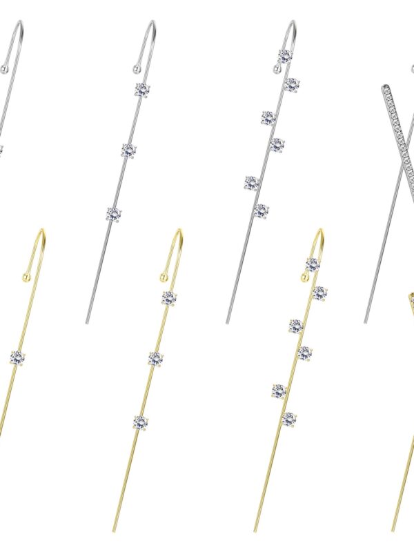 Cuff Wrap Crawler Hook Earrings Cubic Zirconia Ear Studs Alloy