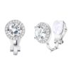 Sllaiss Sterling Silver 10mm Halo Ear Clip Swarovski Crystals