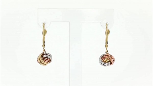Ross-Simons 14kt Tri-Colored Gold Love Knot Drop Earrings
