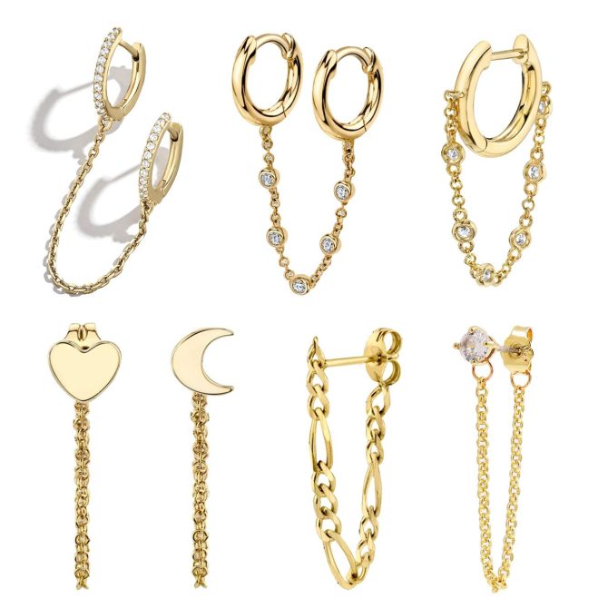 7 Pcs Dainty Minimalist Chain Cuff Earrings