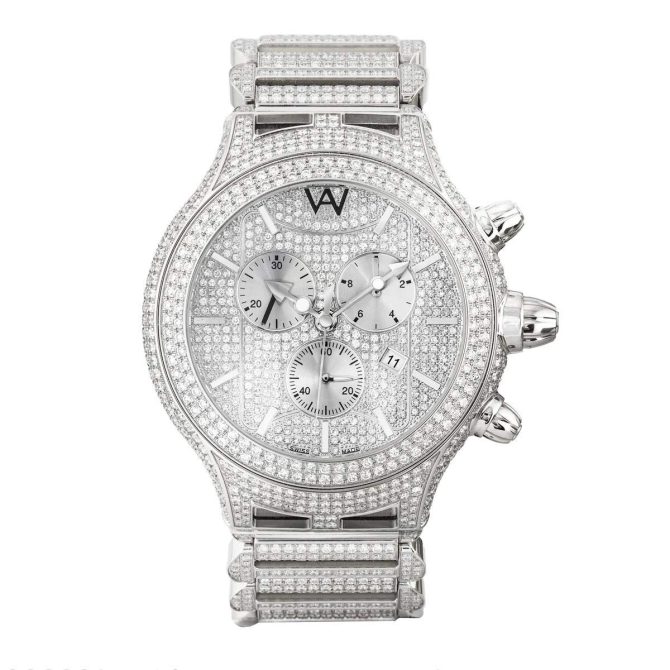 Aire Parlay Swiss Made Over-Sized Full Diamond Mens Watch