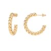 14K Gold Plated Twisted Rope Round Hoop Earrings in Yellow Gold