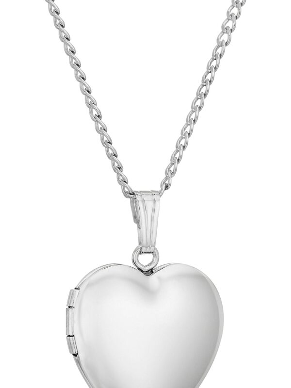 Sterling Silver Polished Heart Locket Necklace