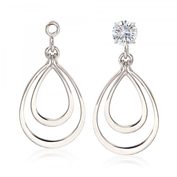 Ross-Simons 14kt White Gold Double Earring Jackets