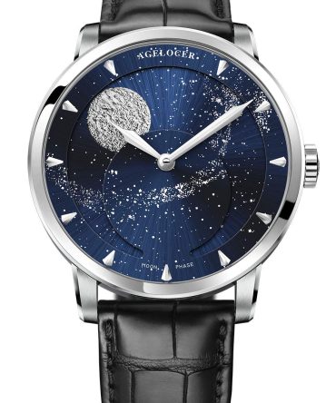 Agelocer Men's Genuine Diamond Dial Blue Moon Phase Automatic Watches