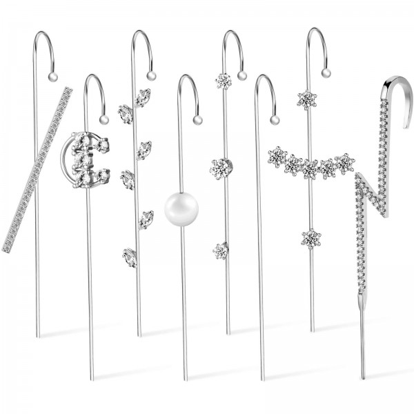 8 Pieces Ear Crawler Earrings Ear Cuff Wrap