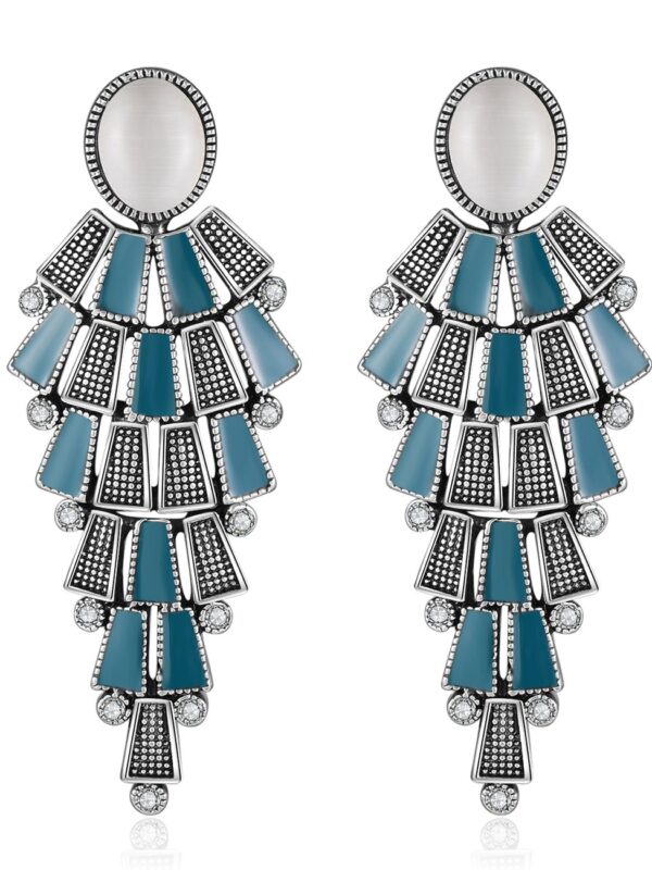 XZP Opal Clip On Dangle Earrings Chandelier Retro