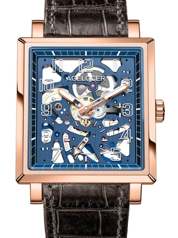 Agelocer Skeleton Watches Men Sports Watches Black Steel