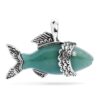 American West Sterling Silver Green Aventurine Fish Pendant