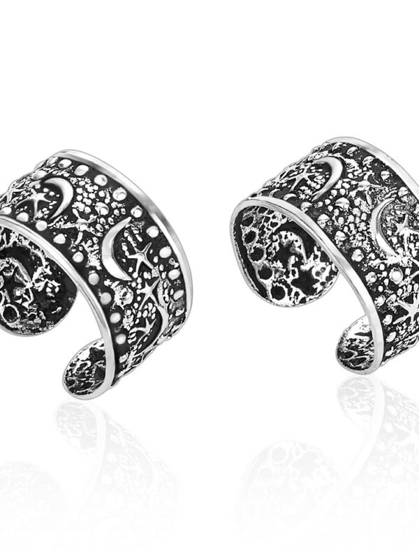Sterling Silver Moon & Stars No Pierce Wrap Earrings