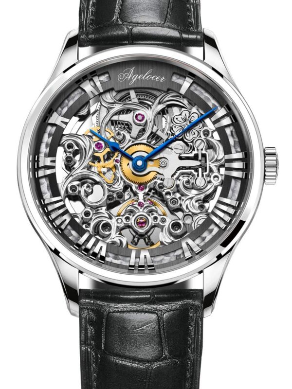 Agelocer Men's Watch Top Brand Fashion Skeleton Mechanical