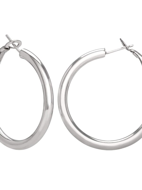 Ellen Tracy Sterling Silver Round Hoop Earrings for Women