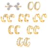 8 Pairs Gold Ear Cuffs Set Earrings Sparking Adjustable Helix