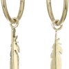 Fossil Feather Gold-Tone Stainless Steel Hoop Earrings