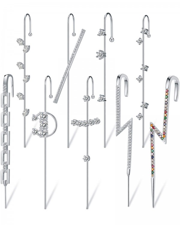 Zirconia Ear Climber Cuffs Crawler Hook Earrings