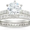 Silver Round Ring Set made with Swarovski Zirconia Platinum-Plated