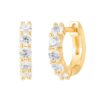 14K Yellow Gold Wide Cubic Zirconia Cuff Earrings
