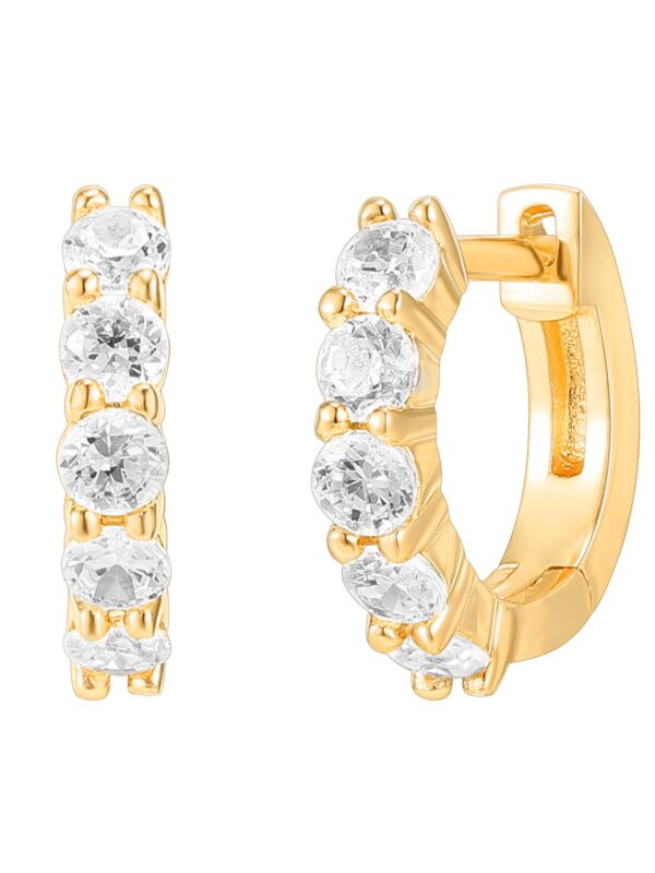 14K Yellow Gold Wide Cubic Zirconia Cuff Earrings