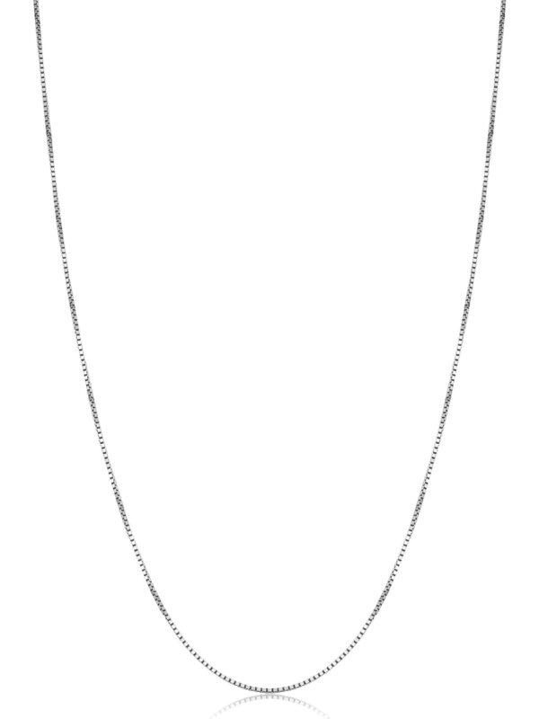 KoolJewelry 14k White Gold Venetian Box Chain Necklace
