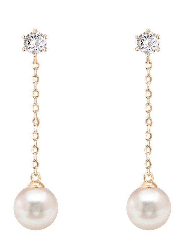Shell Pearl Drop Earrings for Women in 14k Rose Gold