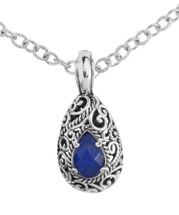 Silver Blue Lapis Lazuli Doublet Pendant Enhancer Necklace