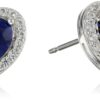Sterling Silver Created Blue Sapphire Stud Earrings
